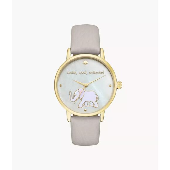 Kate Spade Womens Watch 34mm Elephant Lucky Design Quartz Gray Gift NEW WITH BOX - Picture 1 of 14